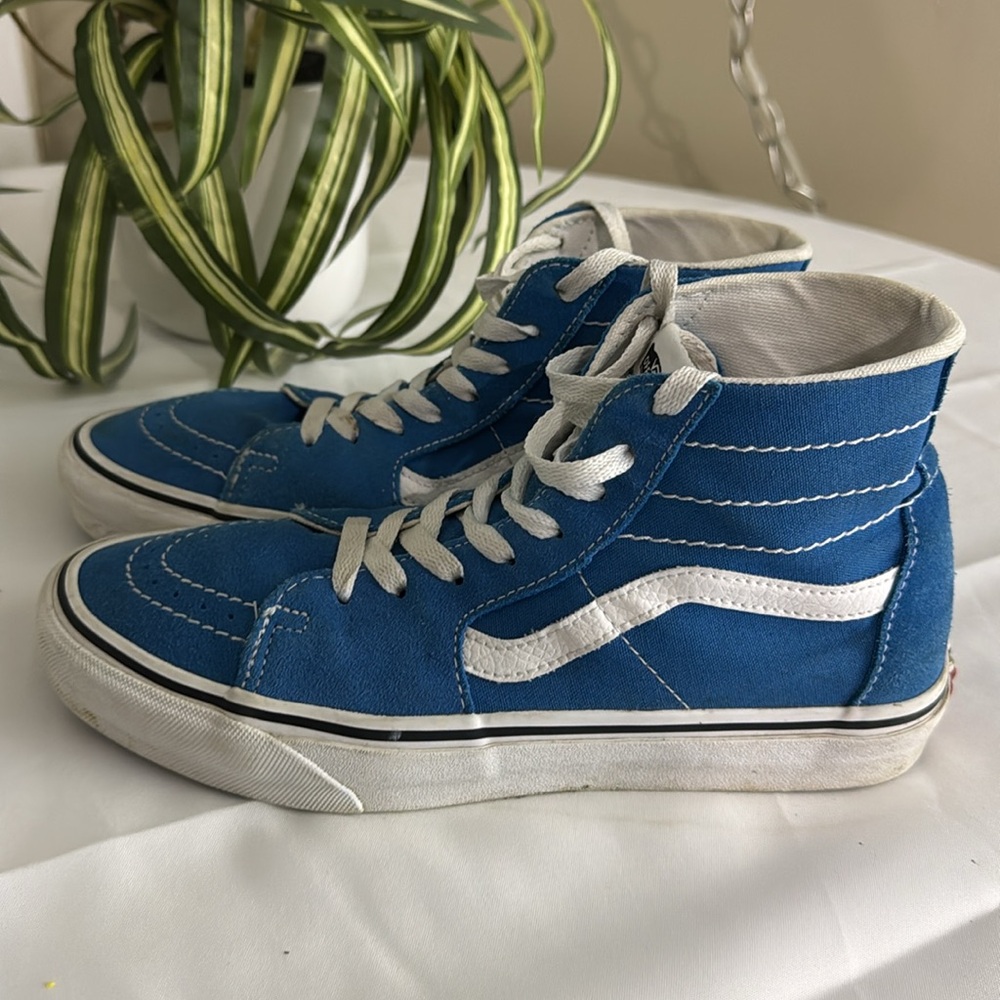 Vans Sk8-Hi Men 7 Womens 8.5 Skate Sneaker Trainer Casual Shoes Blue High Top